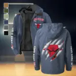 Basketball Energy Fans Flannel Hoodie, Casual Sport Hooded Flannel HVN1434CB - Navy Blue