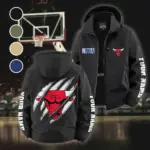 Basketball Energy Fans Fleece Windbreaker Jacket, Windproof Fleece Hybrid HVN1434CB - Black