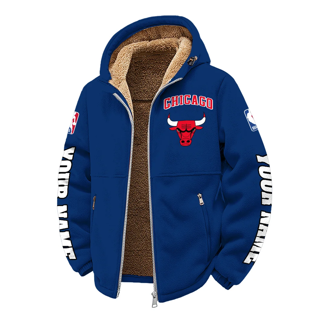 Basketball Energy Fans Winter Fleece Jacket, Sub-Zero Fleece Jacket HVN1434CB - Navy - Image 2