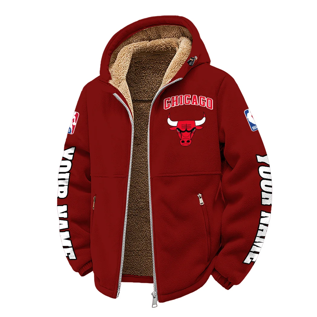 Basketball Energy Fans Winter Fleece Jacket, Sub-Zero Fleece Jacket HVN1434CB - Wine - Image 2