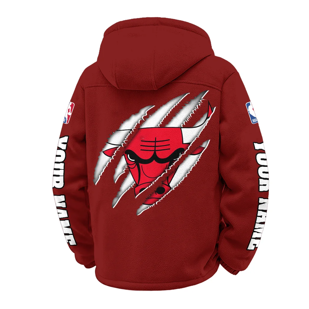 Basketball Energy Fans Winter Fleece Jacket, Sub-Zero Fleece Jacket HVN1434CB - Wine - Image 3