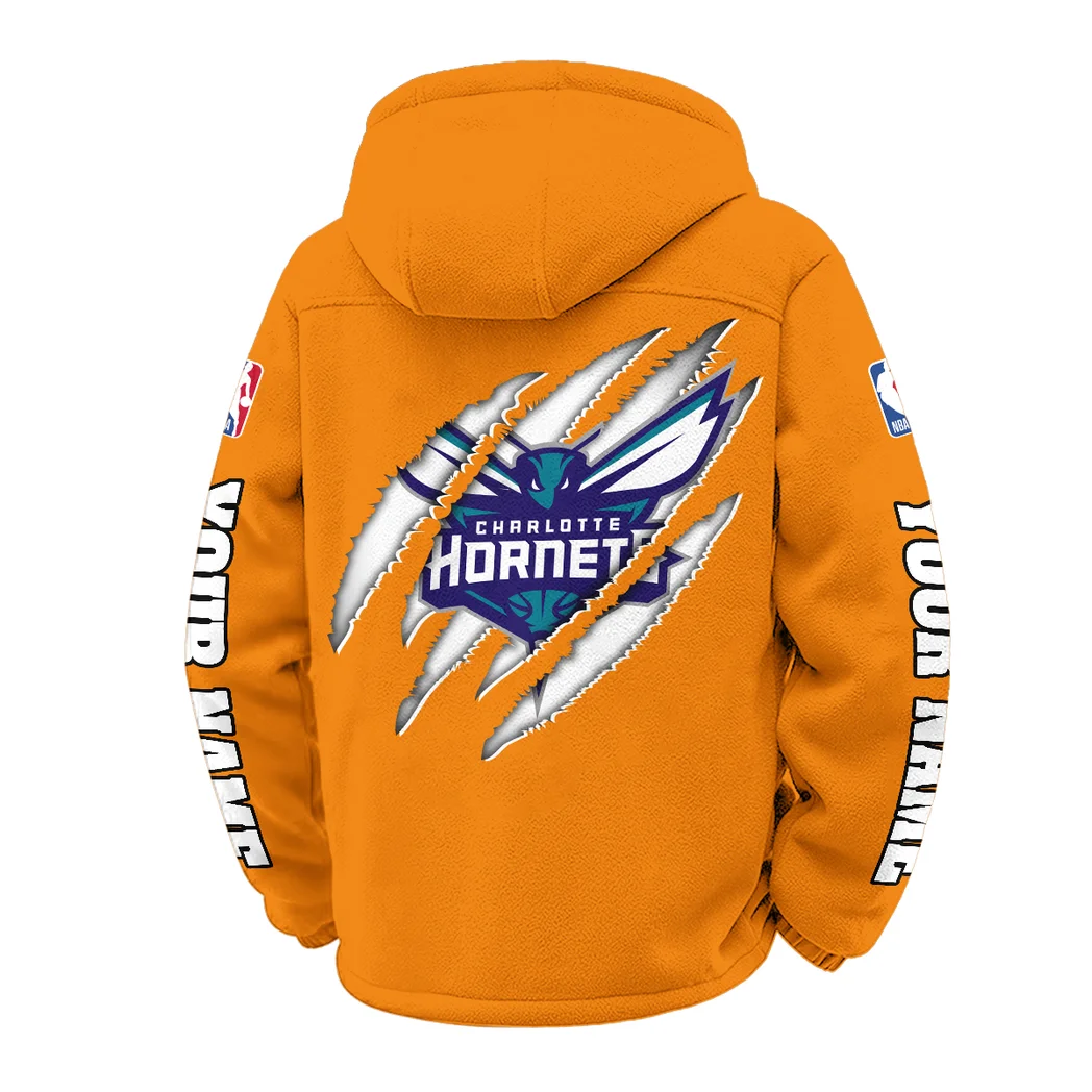 Rising Hoop Energy Winter Fleece Jacket, Insulated Sport Hoody HVN1434CH - Orange - Image 3