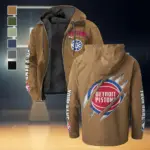 Streetwear Hoop Squad Flannel Hoodie, Street Style Sport Hoodie HVN1434DP - Camel