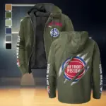 Streetwear Hoop Squad Flannel Hoodie, Street Style Sport Hoodie HVN1434DP - Green