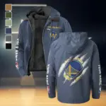 Bold Shots Flannel Hoodie, Warm Fan Flannel Hoodie HVN1434GS - Navy Blue