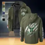 Streetwear Court Culture Flannel Hoodie, True Fan Hooded Flannel HVN1434MB - Green
