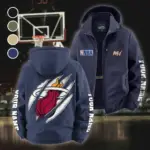 Everyday Basketball Lifestyle Fleece Windbreaker Jacket, Cold-Air Cycling Shell HVN1434MH - Navy