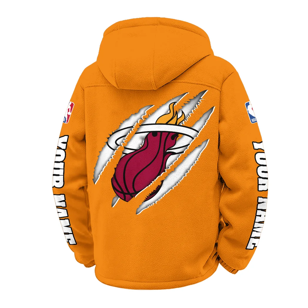 Everyday Basketball Lifestyle Winter Fleece Jacket, All-Mountain Sport Jacket HVN1434MH - Orange - Image 3