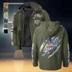Everyday Hoop Fans Flannel Hoodie, Rugged Sport Flannel Hoodie HVN1434OC - Green
