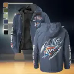 Everyday Hoop Fans Flannel Hoodie, Rugged Sport Flannel Hoodie HVN1434OC - Navy Blue