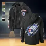 All-Season Sport Family Flannel Hoodie, Warm Sport Spirit Hoodie HVN1434PH - Black