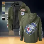 All-Season Sport Family Flannel Hoodie, Warm Sport Spirit Hoodie HVN1434PH - Green