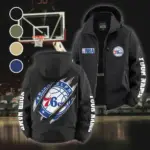 All-Season Sport Family Fleece Windbreaker Jacket, Brushed Fleece Wind-Resist Layer HVN1434PH - Black