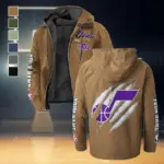 Sport Spirit Fans Flannel Hoodie, Classic Flannel Sport Hoodie HVN1434UJ - Camel
