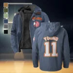 Athletic Hoop Lifestyle Flannel Hoodie, Sport Fan Flannel Hoodie HVN1435AH - Navy Blue