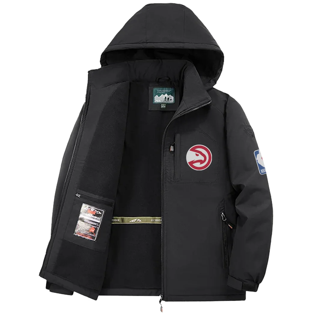 Athletic Hoop Lifestyle Fleece Windbreaker Jacket, Thermal Wind-Stop Jacket HVN1435AH - Black - Image 3