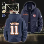 Athletic Hoop Lifestyle Fleece Windbreaker Jacket, Thermal Wind-Stop Jacket HVN1435AH - Navy