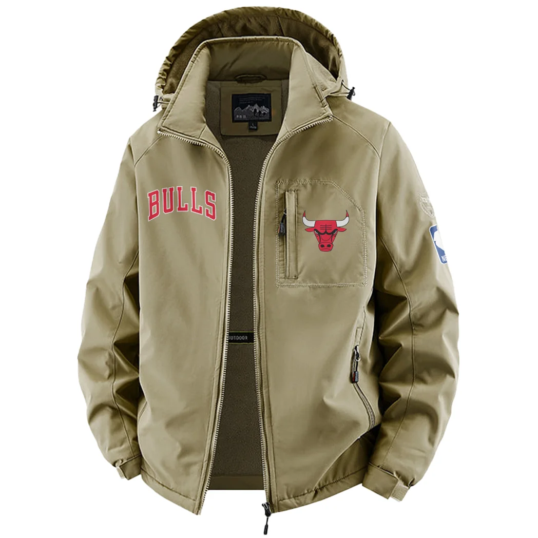 Loyal Supporter Crew Fleece Windbreaker Jacket, Windproof Fleece Hybrid HVN1435CB - Khaki - Image 2