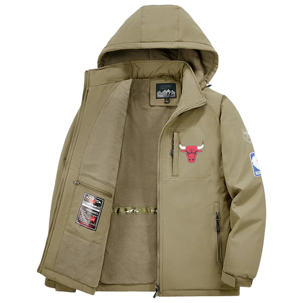 Loyal Supporter Crew Fleece Windbreaker Jacket, Windproof Fleece Hybrid HVN1435CB - Khaki - Image 3