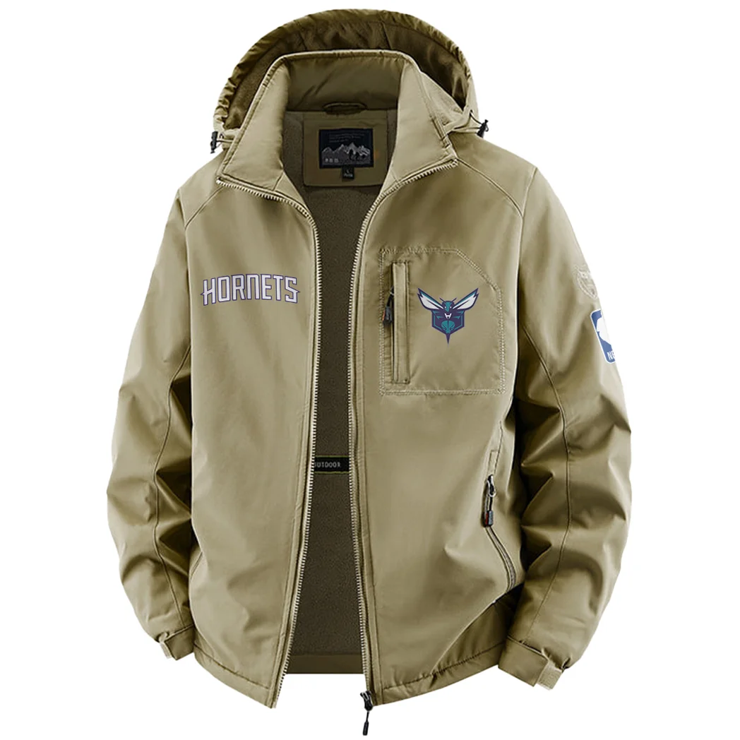 Rising Hoop Energy Fleece Windbreaker Jacket, Core-Warmth Windbreaker HVN1435CH - Khaki - Image 2