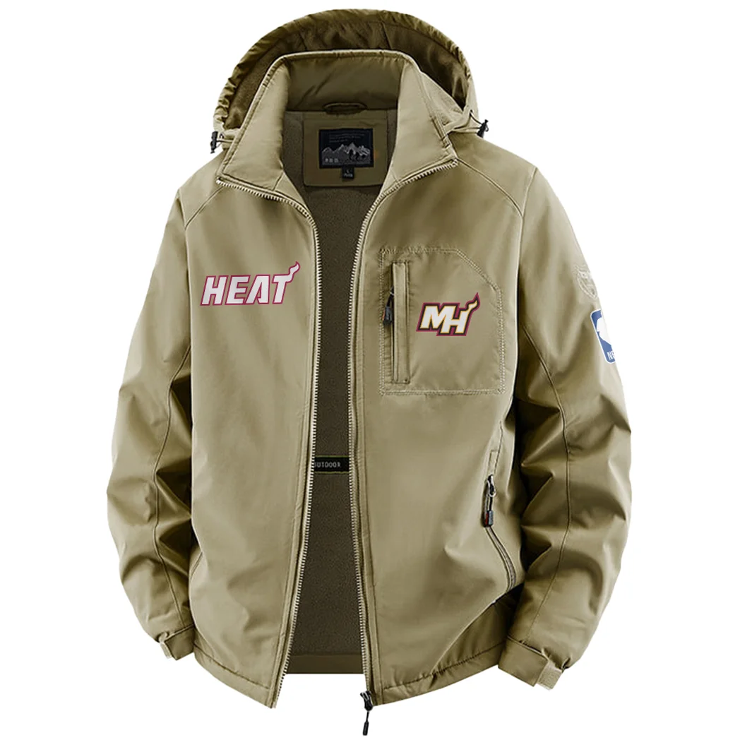 Everyday Basketball Lifestyle Fleece Windbreaker Jacket, Cold-Air Cycling Shell HVN1435MH - Khaki - Image 2