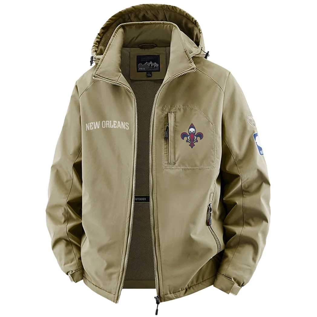 Bold Hoop Nation Fleece Windbreaker Jacket, Cross-Training Wind Shell HVN1435NO - Khaki - Image 2
