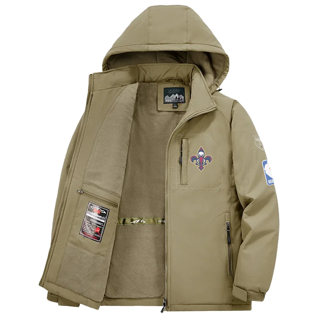 Bold Hoop Nation Fleece Windbreaker Jacket, Cross-Training Wind Shell HVN1435NO - Khaki - Image 3