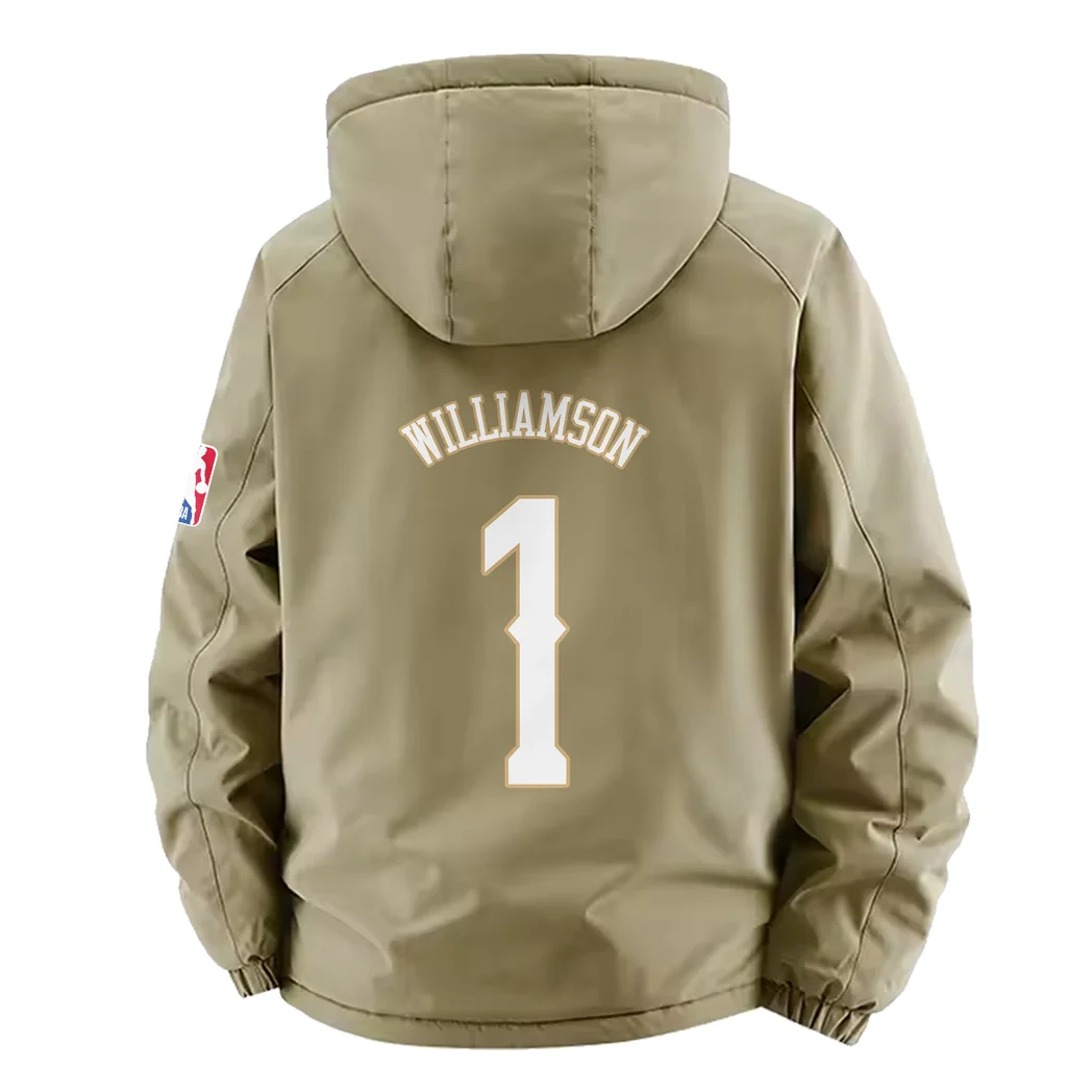 Bold Hoop Nation Fleece Windbreaker Jacket, Cross-Training Wind Shell HVN1435NO - Khaki - Image 4