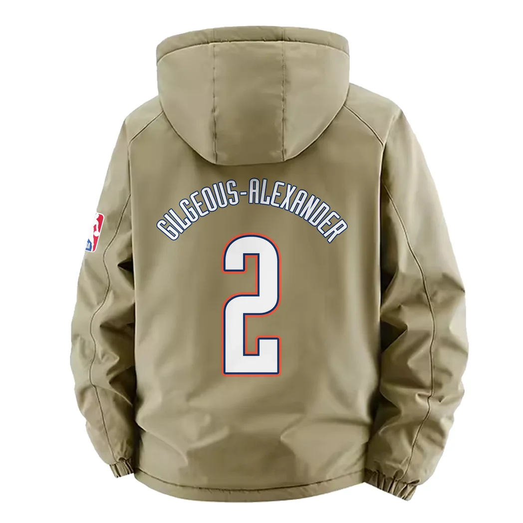 Sport Spirit Nation Fleece Windbreaker Jacket, Cozy Fleece-Lined Windbreaker HVN1435OC - Khaki - Image 4