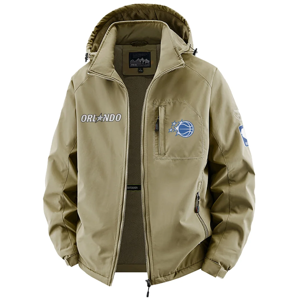 Streetwear Court Energy Fleece Windbreaker Jacket, Soft-Shell Active Fleece HVN1435OM - Khaki - Image 2