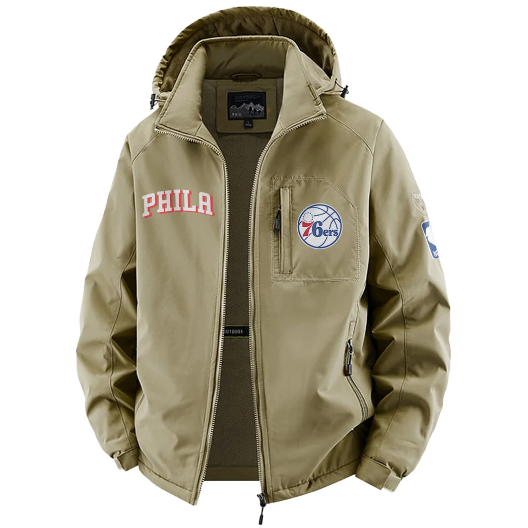 Loyal Court Fans Fleece Windbreaker Jacket, Brushed Fleece Wind-Resist Layer HVN1435PH - Khaki - Image 2