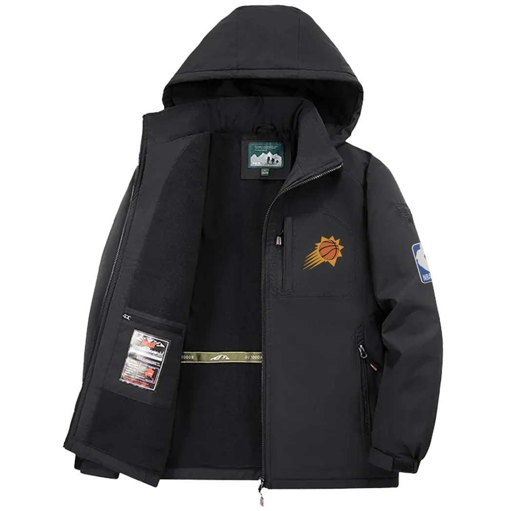 Bold Basketball Nation Fleece Windbreaker Jacket, Luxe Fleece Exterior HVN1435PS - Black - Image 3