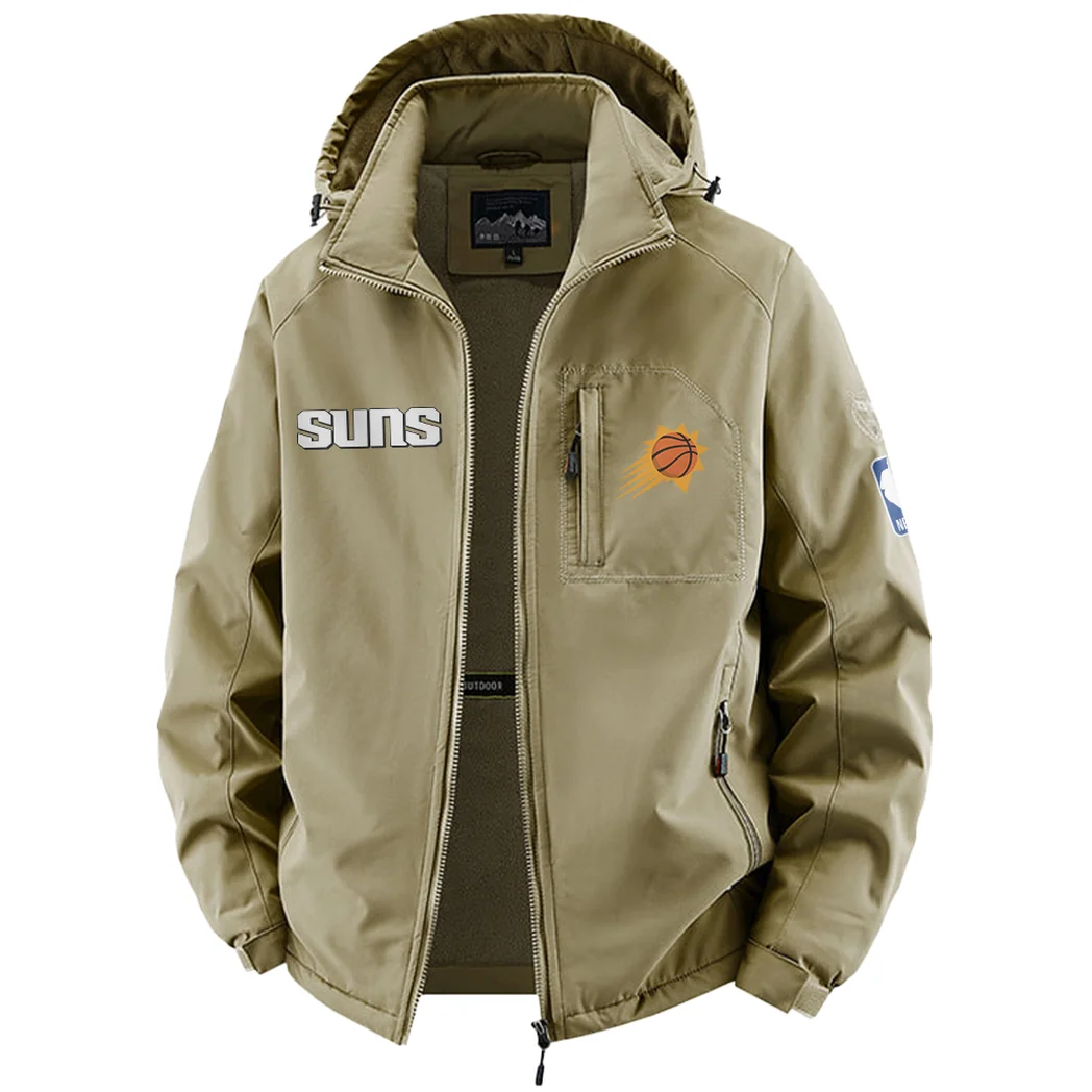 Bold Basketball Nation Fleece Windbreaker Jacket, Luxe Fleece Exterior HVN1435PS - Khaki - Image 2
