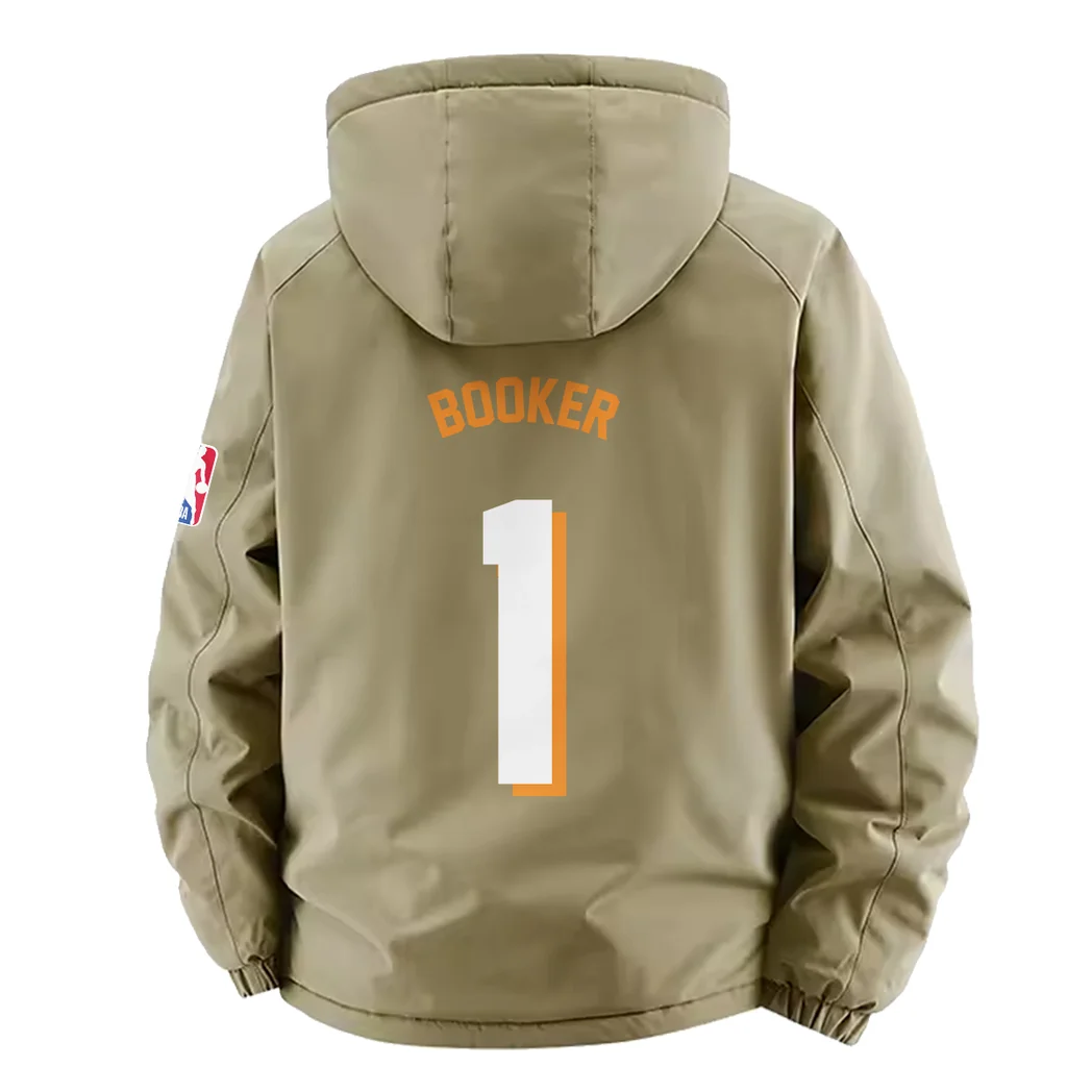 Bold Basketball Nation Fleece Windbreaker Jacket, Luxe Fleece Exterior HVN1435PS - Khaki - Image 4