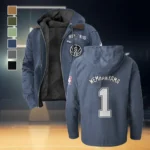 Athletic Slam Crew Flannel Hoodie, Supporter Spirit Hooded Flannel HVN1435SA - Navy Blue