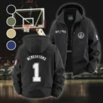 Athletic Slam Crew Fleece Windbreaker Jacket, Premium Bonded Fleece HVN1435SA - Black