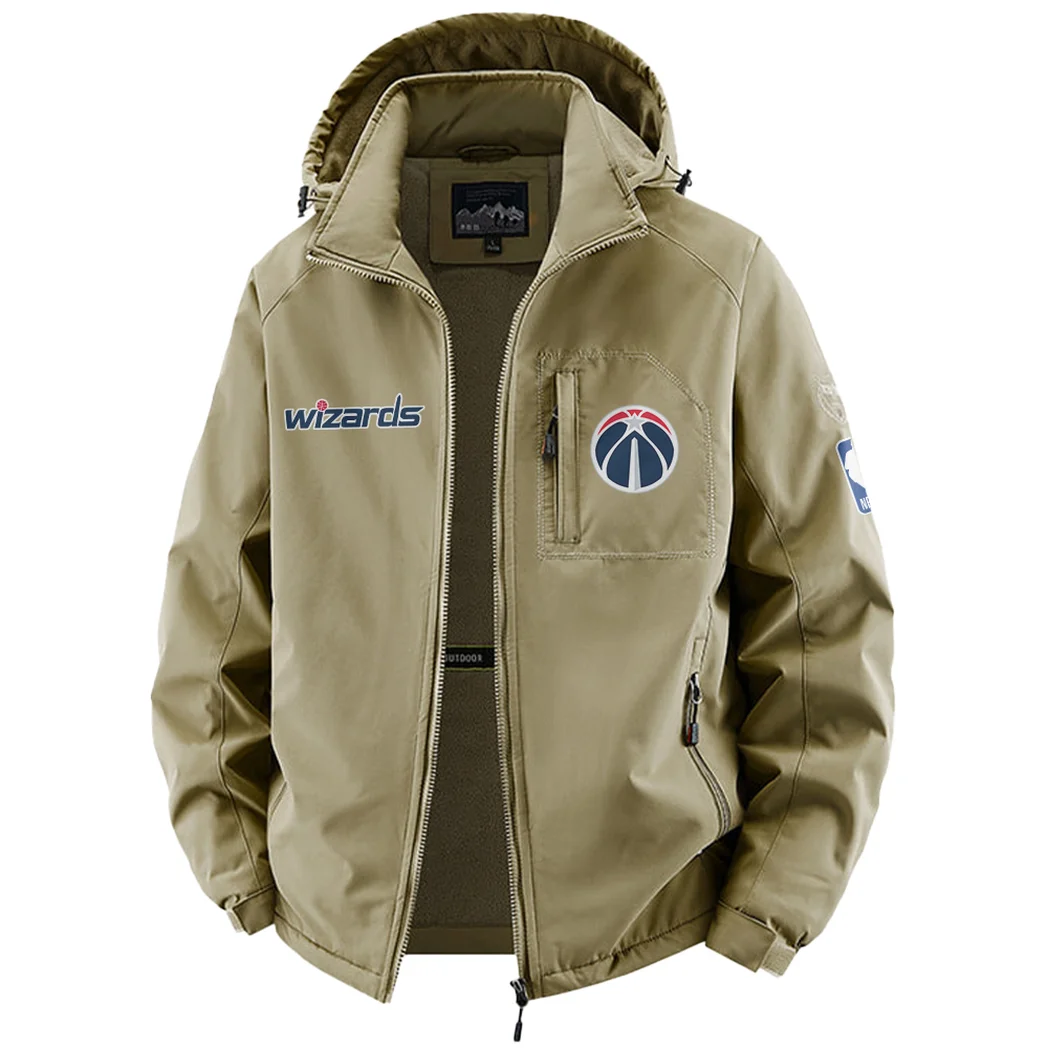 Bold Basketball Pride Fleece Windbreaker Jacket, Breathable Fleece Windwear HVN1435WW - Khaki - Image 2