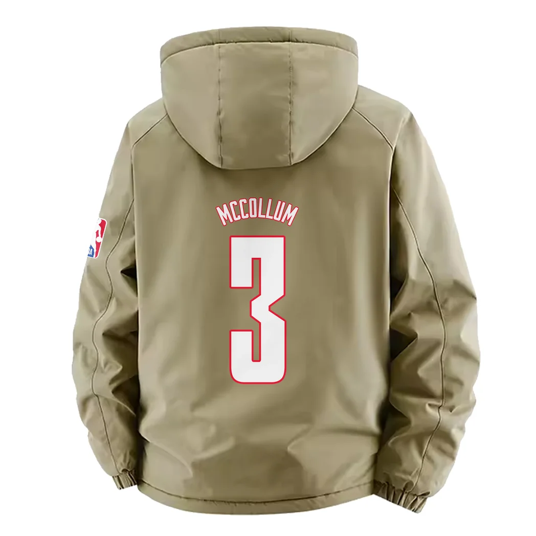 Bold Basketball Pride Fleece Windbreaker Jacket, Breathable Fleece Windwear HVN1435WW - Khaki - Image 4