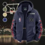 True Basketball Lifestyle Fleece Windbreaker Jacket, Windproof Fleece Hybrid HVN1436CB - Navy