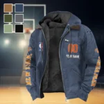 Bold Basketball Lifestyle Flannel Hoodie, Fan Pride Hooded Flannel HVN1436NY - Navy Blue
