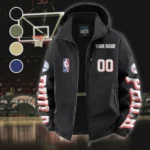 Basketball Support Crew Fleece Windbreaker Jacket, Brushed Fleece Wind-Resist Layer HVN1436PH - Black