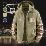 Basketball Support Crew Fleece Windbreaker Jacket, Brushed Fleece Wind-Resist Layer HVN1436PH - Khaki