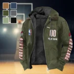 Rising Court Crew Flannel Hoodie, Sport Vibe Hooded Flannel HVN1436PT - Green