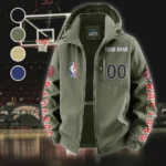 Streetwear Hoop Lifestyle Fleece Windbreaker Jacket, Ultra-Soft Wind-Stop Fabric HVN1436TR - Green