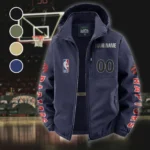 Streetwear Hoop Lifestyle Fleece Windbreaker Jacket, Ultra-Soft Wind-Stop Fabric HVN1436TR - Navy