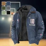 Bold Basketball Pride Flannel Hoodie, Fan Squad Flannel Hoodie HVN1436WW - Navy Blue