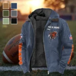 Fan Cubs Squad Flannel Hoodie, Casual Sport Hooded Flannel HVN1438CB - Navy Blue