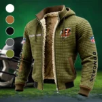 Feline Army Fleece-Lined Hooded Jacket, All-Mountain Hooded Fleece HVN1438CI - Green