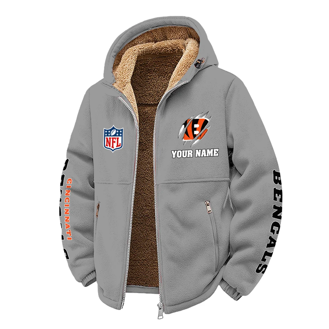 Feline Army Winter Fleece Jacket, Deep Winter Comfort Fleece HVN1438CI - Grey - Image 2