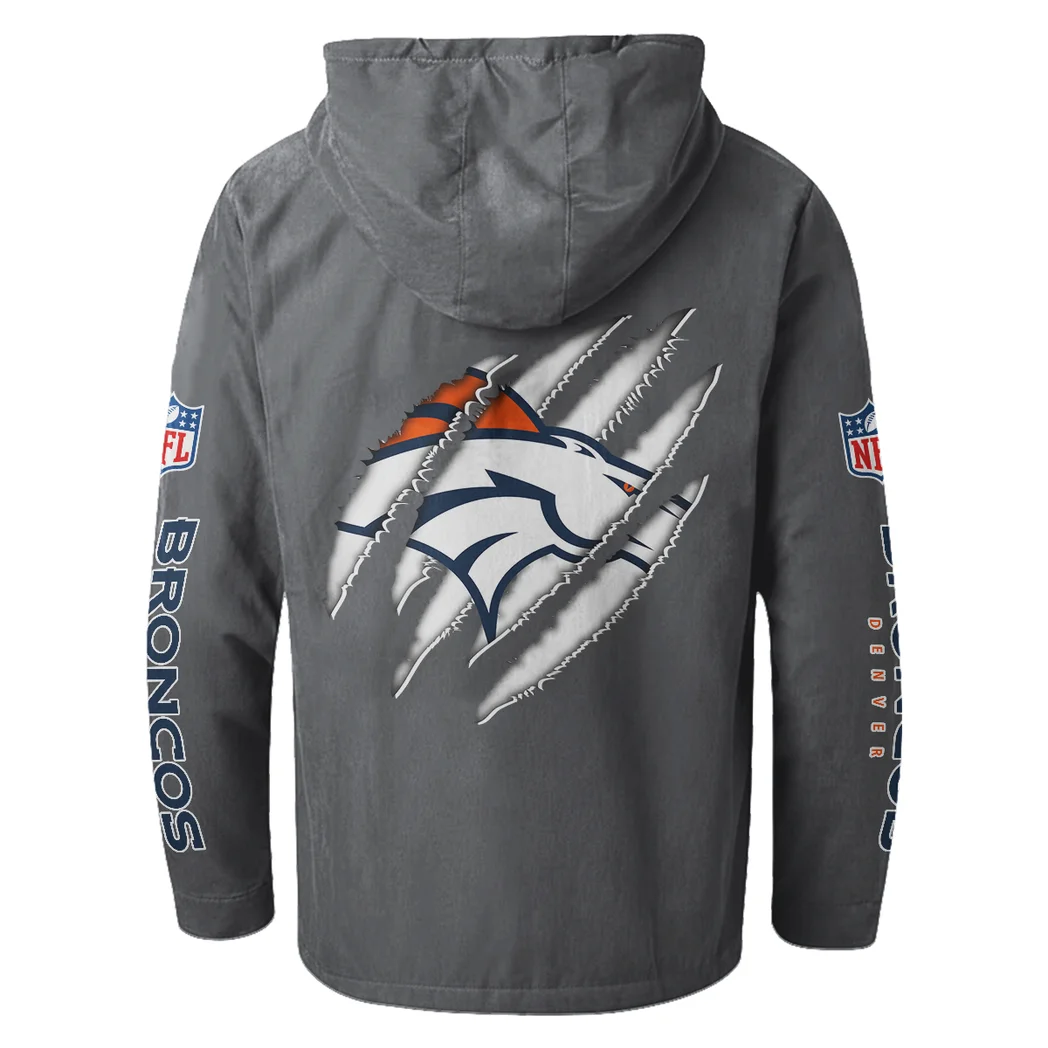 Mile High Squad Flannel Hoodie, Street Style Sport Hoodie HVN1438DB - Gray - Image 3
